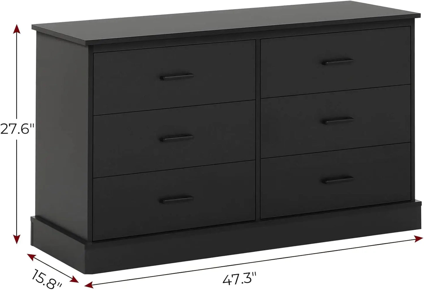 6 Drawer Wooden Double Dresser