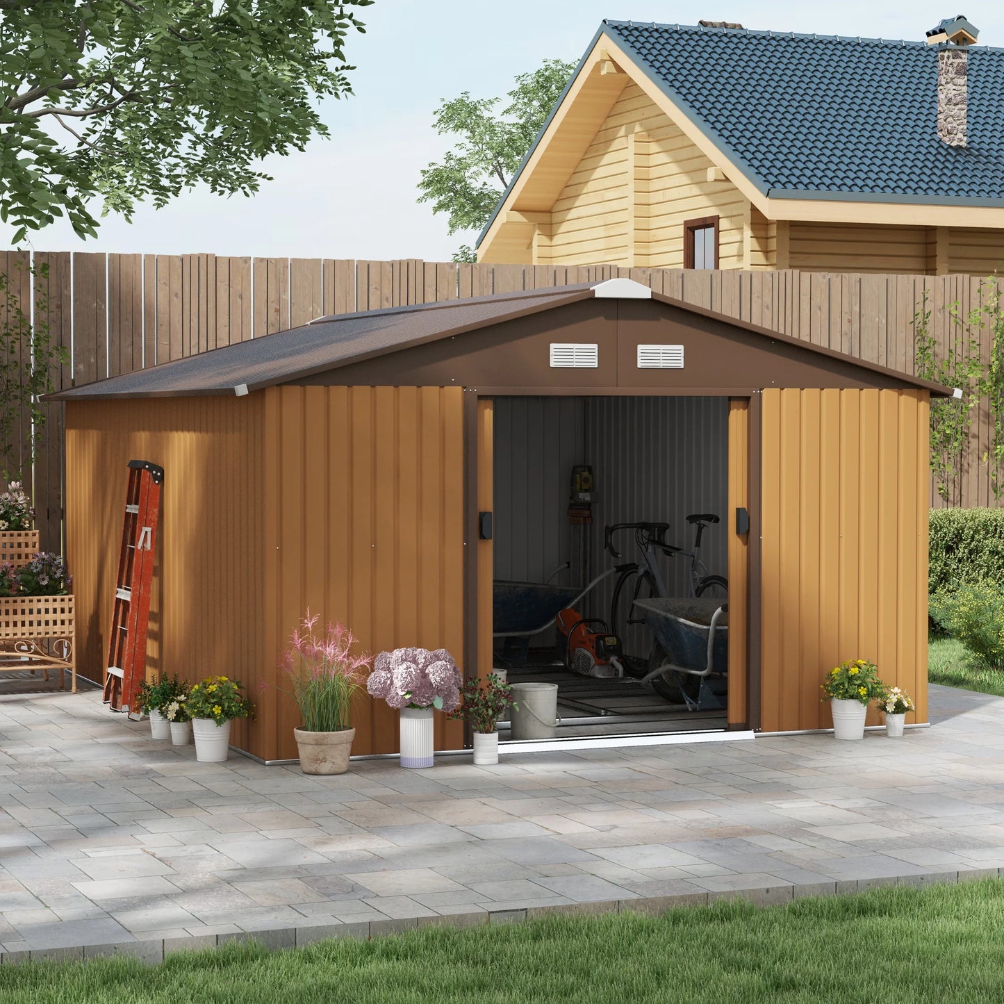 13' X 11' Steel Outdoor Utility Storage Tool Shed