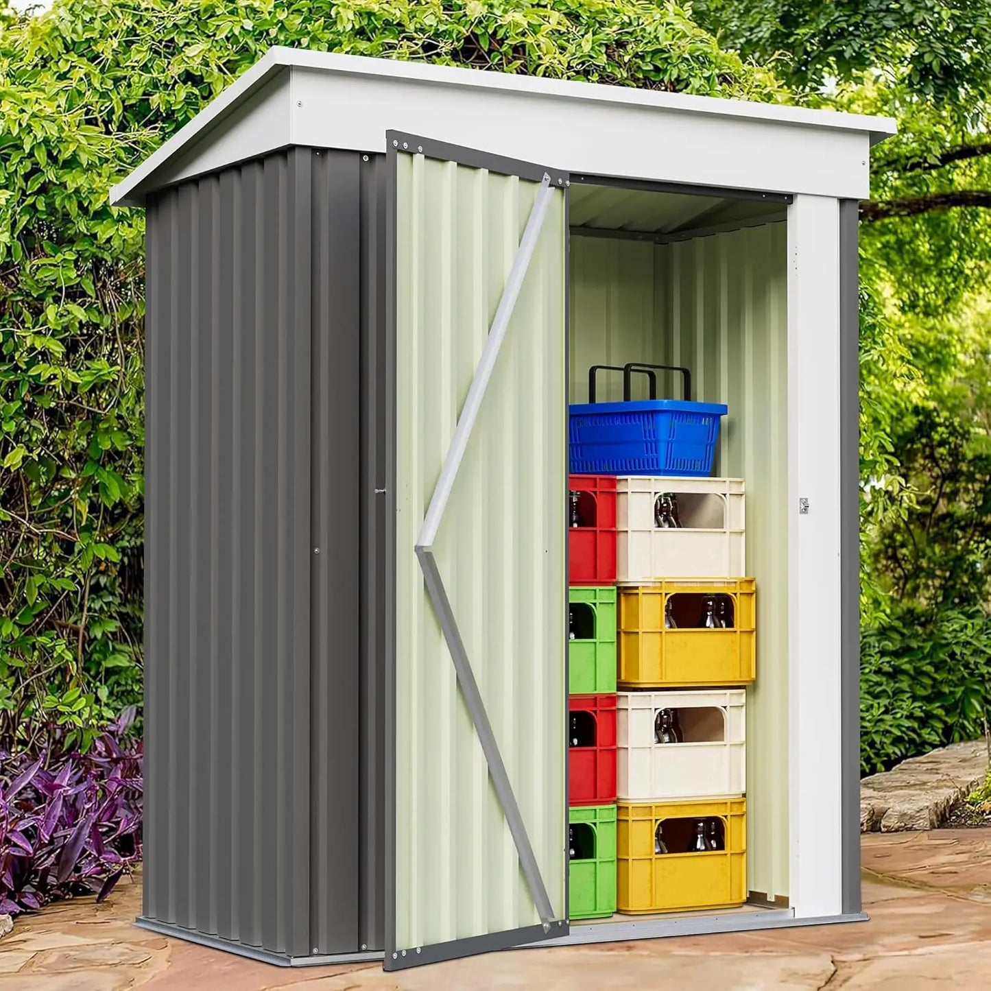 5x3 FT Metal Storage Shed w/Single Lockable Door