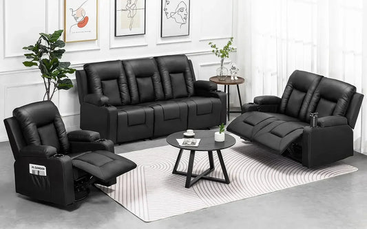 Leather Recliners and Loveseat Furniture Set