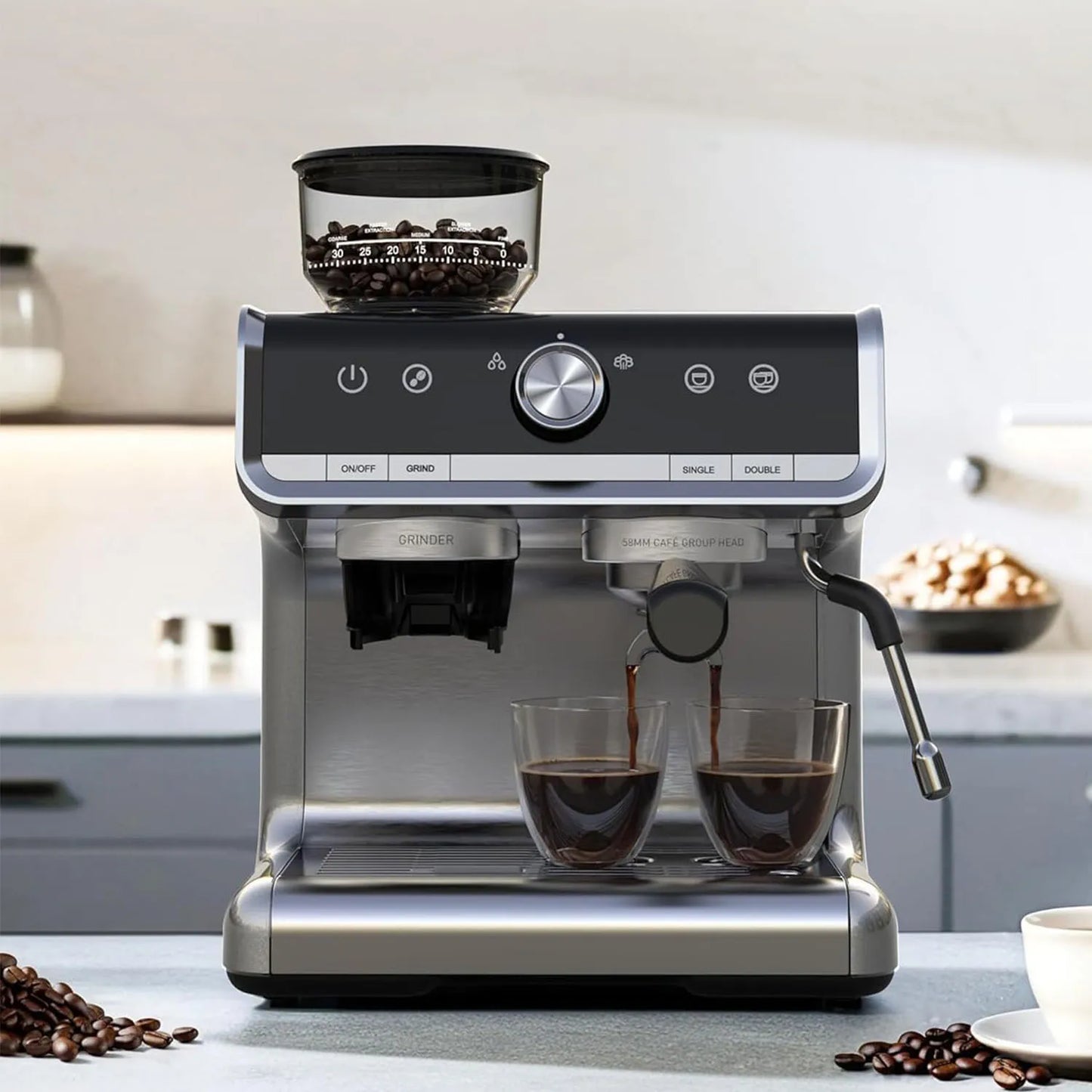 Espresso Coffee Machine with Grinder