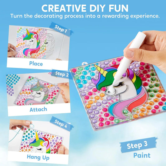 4PCS Window Art 2-in-1 Gems and Gels Suncatcher