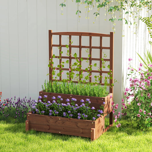 Raised Garden Bed w/Trellis, Drainage Holes, Legs, & Twisting Rope