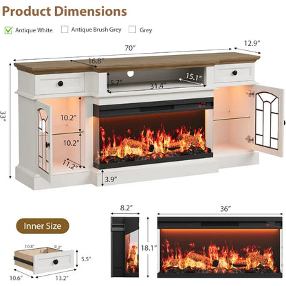 Farmhouse Fireplace TV Stand up to 80" TV