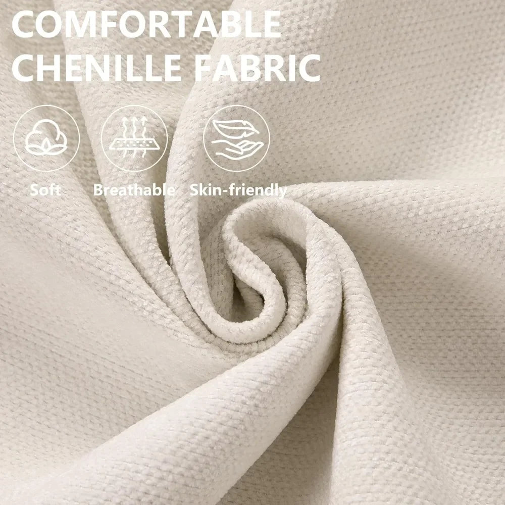 Oversized Chenille Chaise Lounge with Ottoman