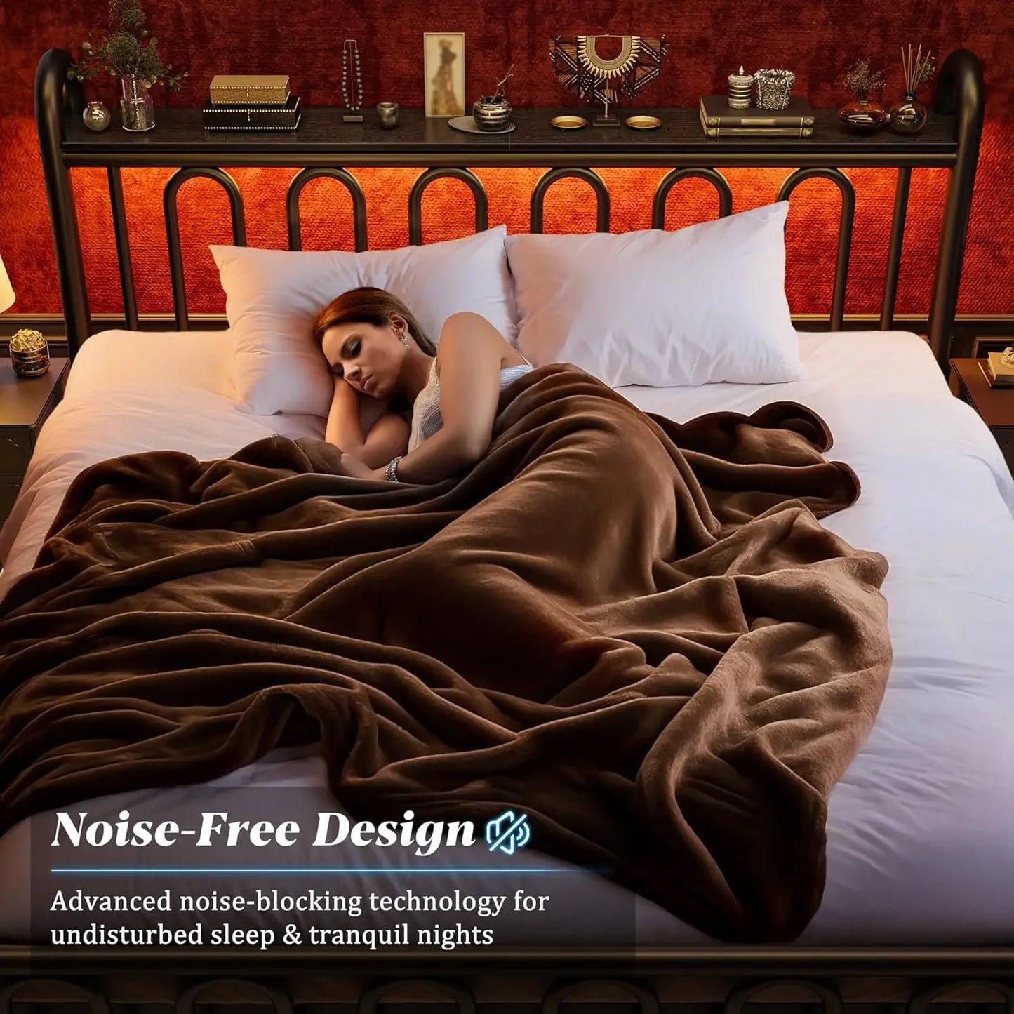 Metal Victorian Platform Bed Frame with LED Lights