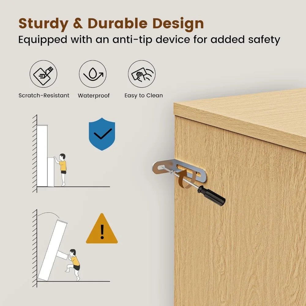 Natural Oak Fluted Cabinet w/Adjustable Shelves & Magnetic Doors