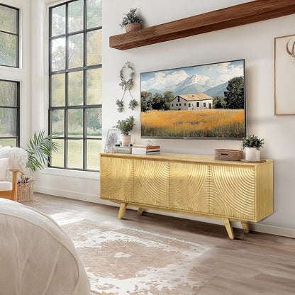 Entertainment Center w/Storage Shelves & Cable Management, TV Media Console