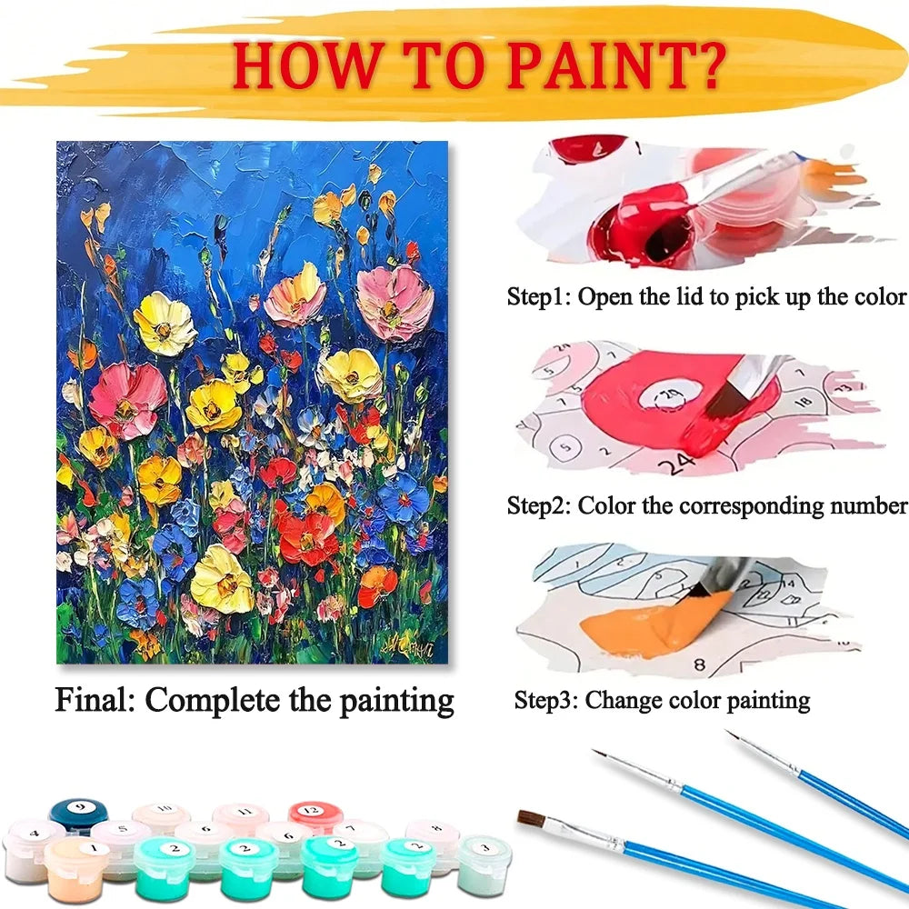 Flower Bed Art Paint By Numbers Craft Kit