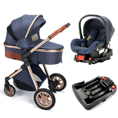 3-in-1 High Landscape Baby Stroller With Reversible Seat