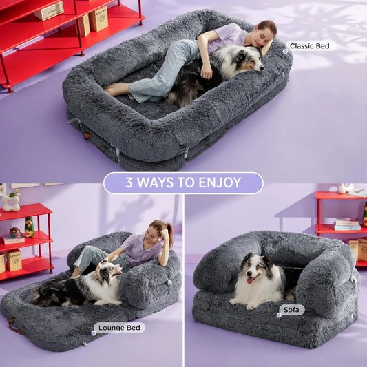 Foldable 3-in-1 Orthopedic Giant Bean Bed w/Waterproof Liner