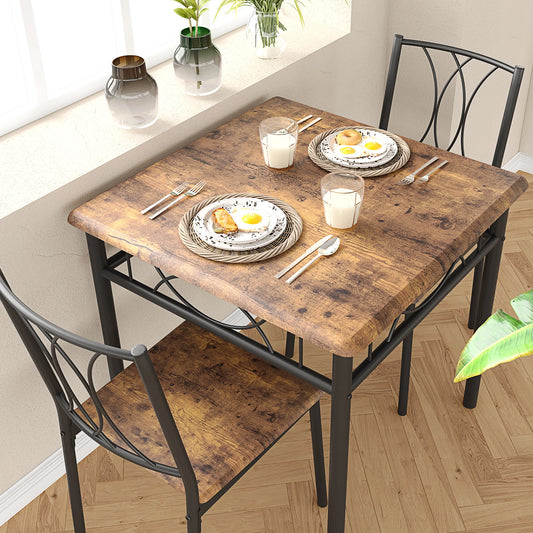 Table with Metal & Wood Chairs for 2