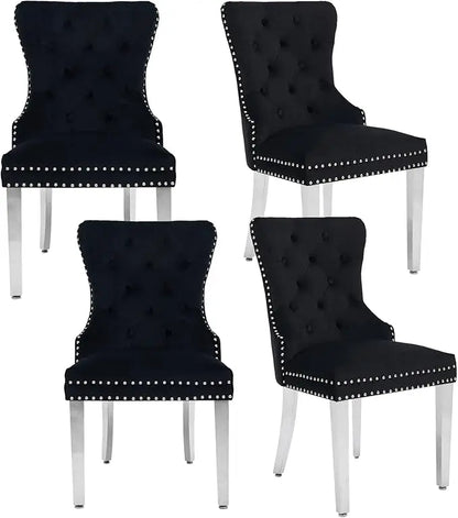 Velvet Tufted Upholstered Dining Room Chair with Stainless Steel Legs