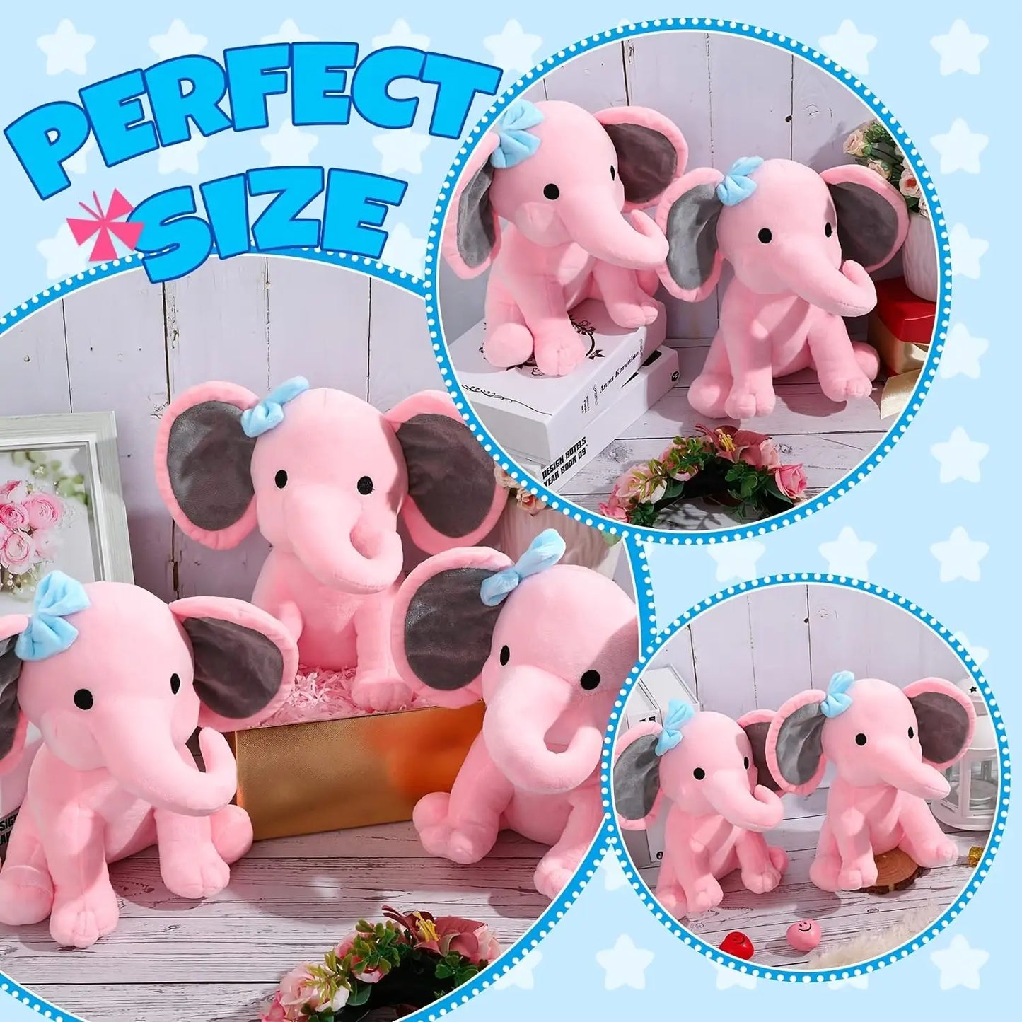 6 Pieces Stuffed Elephants, Soft, Cute