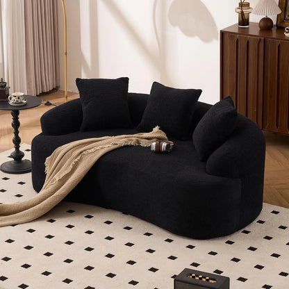 Chenille Small Curved Loveseat