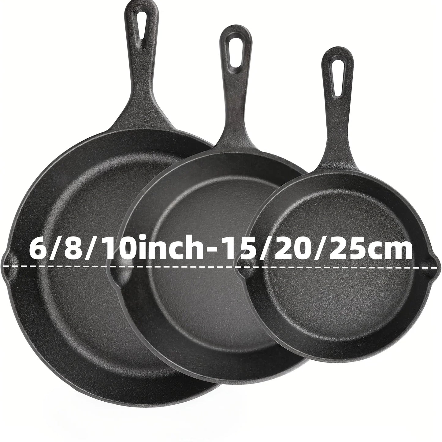 Cast Iron Skillet Set (3PCS - 6/8/10 Inch)