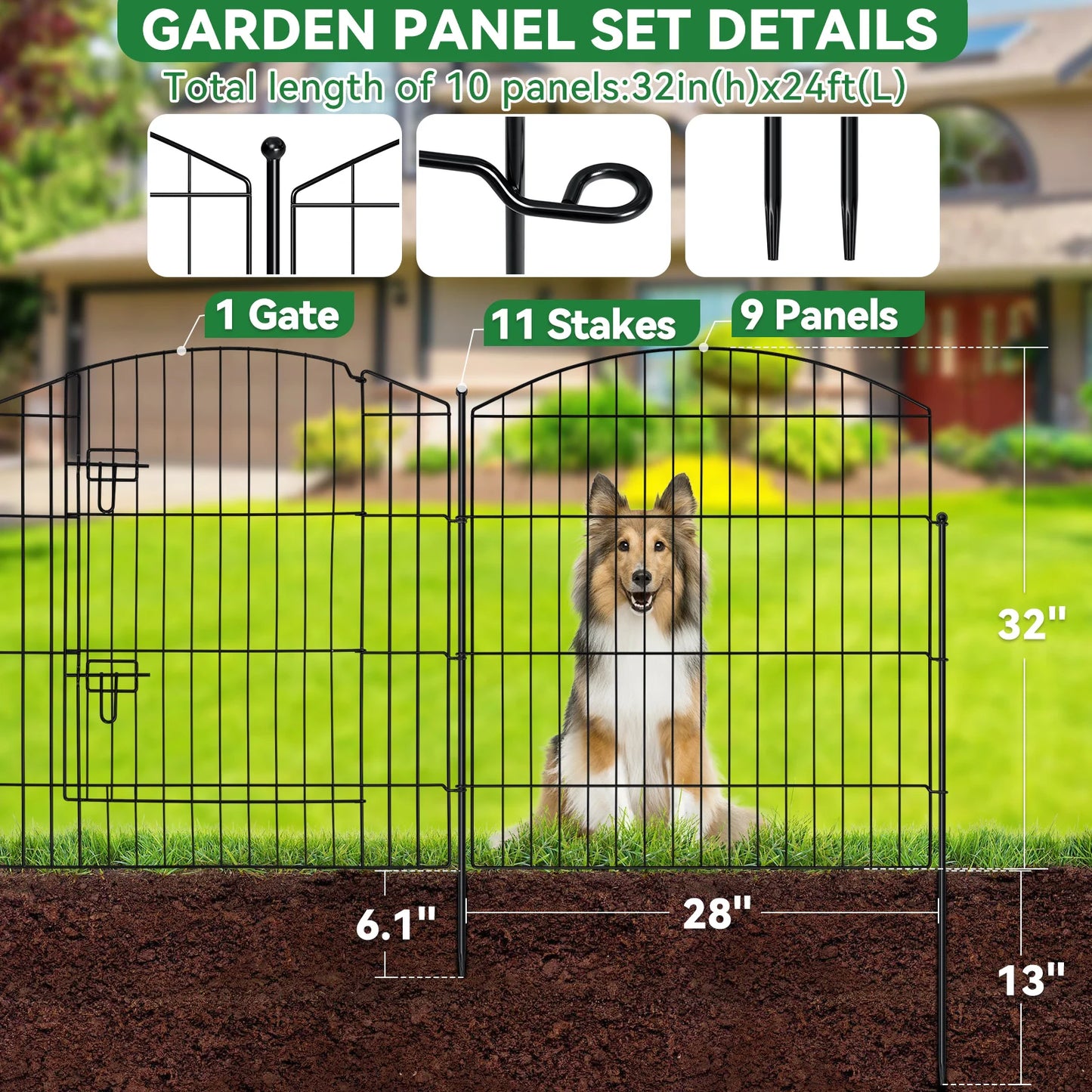 Decorative Garden Fence w/Gate