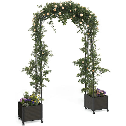Raised Garden Bed w/Trellis Arch  & Wide Raised Planter Box