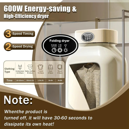 Compact Portable Clothes Dryer w/Adjustable Timer