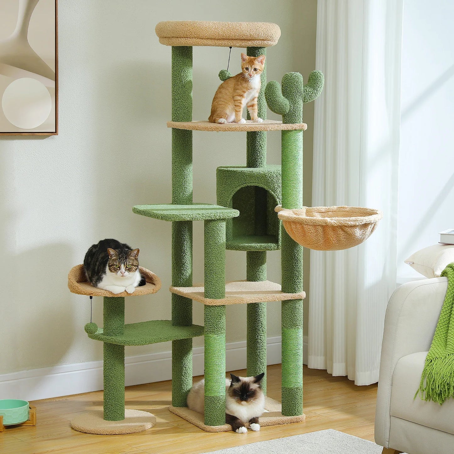 Multi-Level Cat Tree With Scratching Post and Hammock