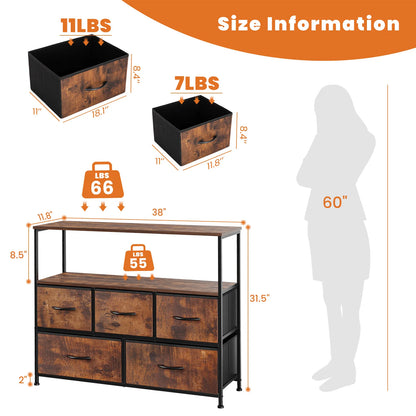 Multilayer Shoe Rack Dresser With 5 Drawers