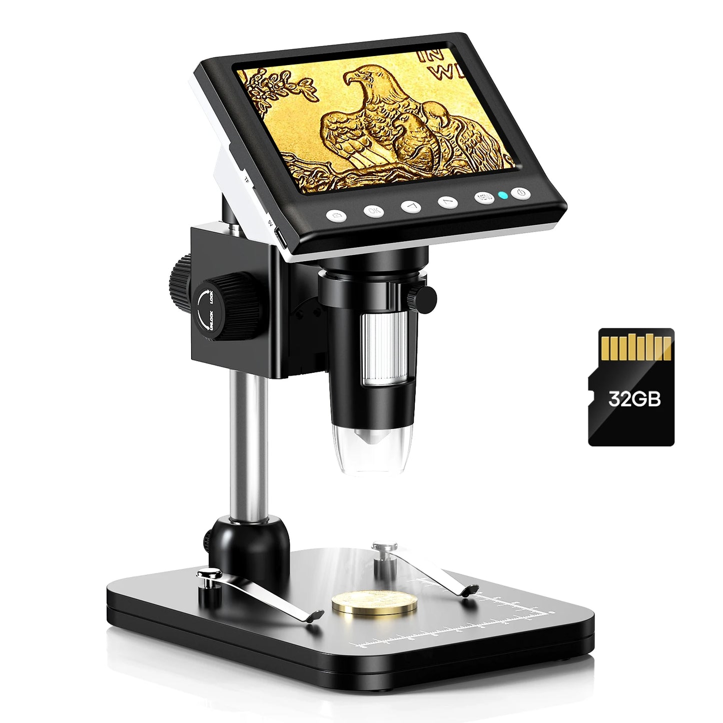 4.3'' Digital Microscope 1000X Coin Microscope 1080P Video Microscope With 8 LEDs