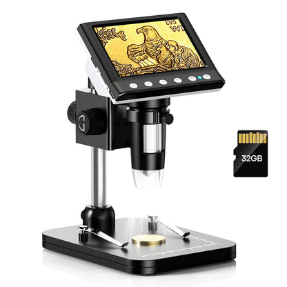 4.3'' Digital Microscope 1000X Coin Microscope 1080P Video Microscope With 8 LEDs