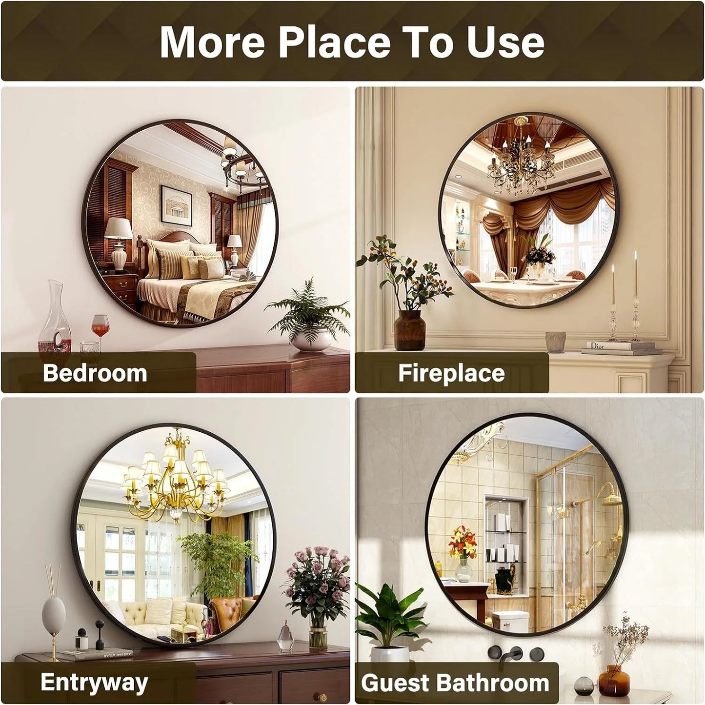 36 inch Circular Metal Wall Mirror