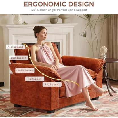 Chenille Accent Chair with Deep Seat and Plush Armrests