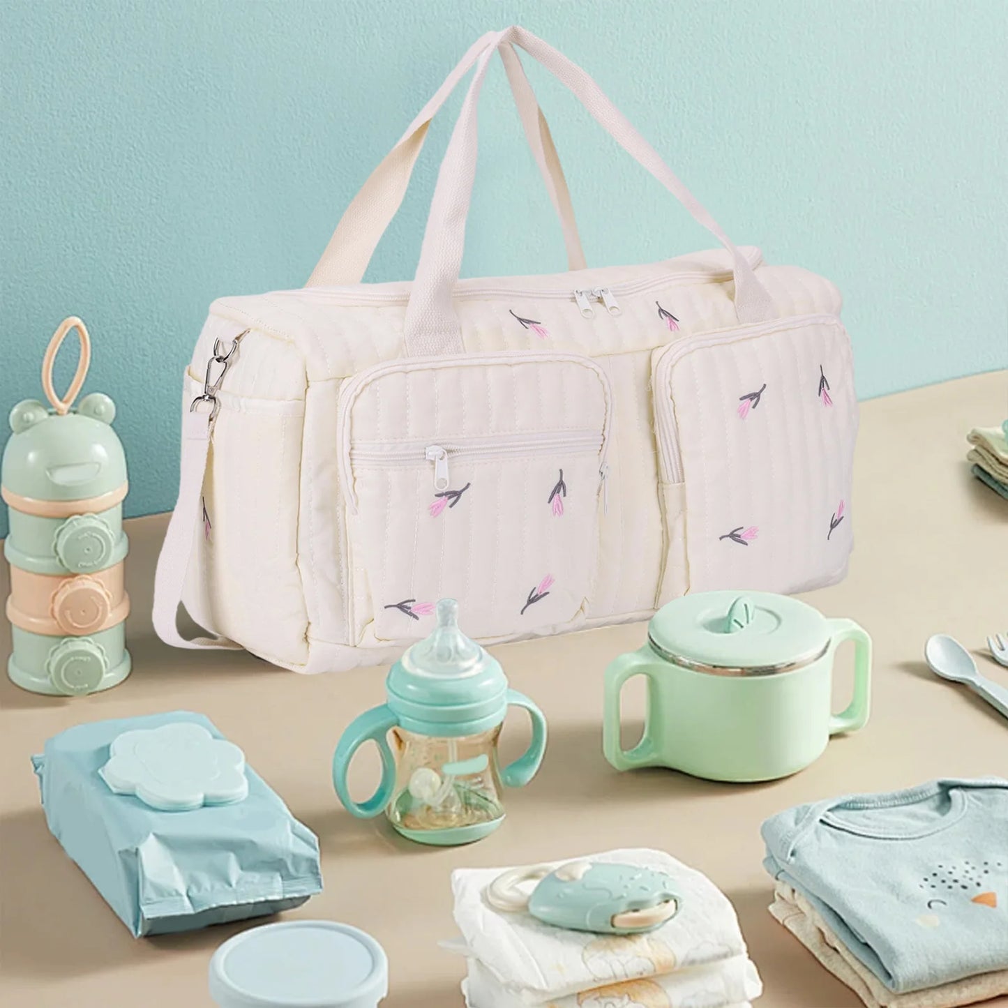 Quilted Large Capacity Baby Diaper Bag