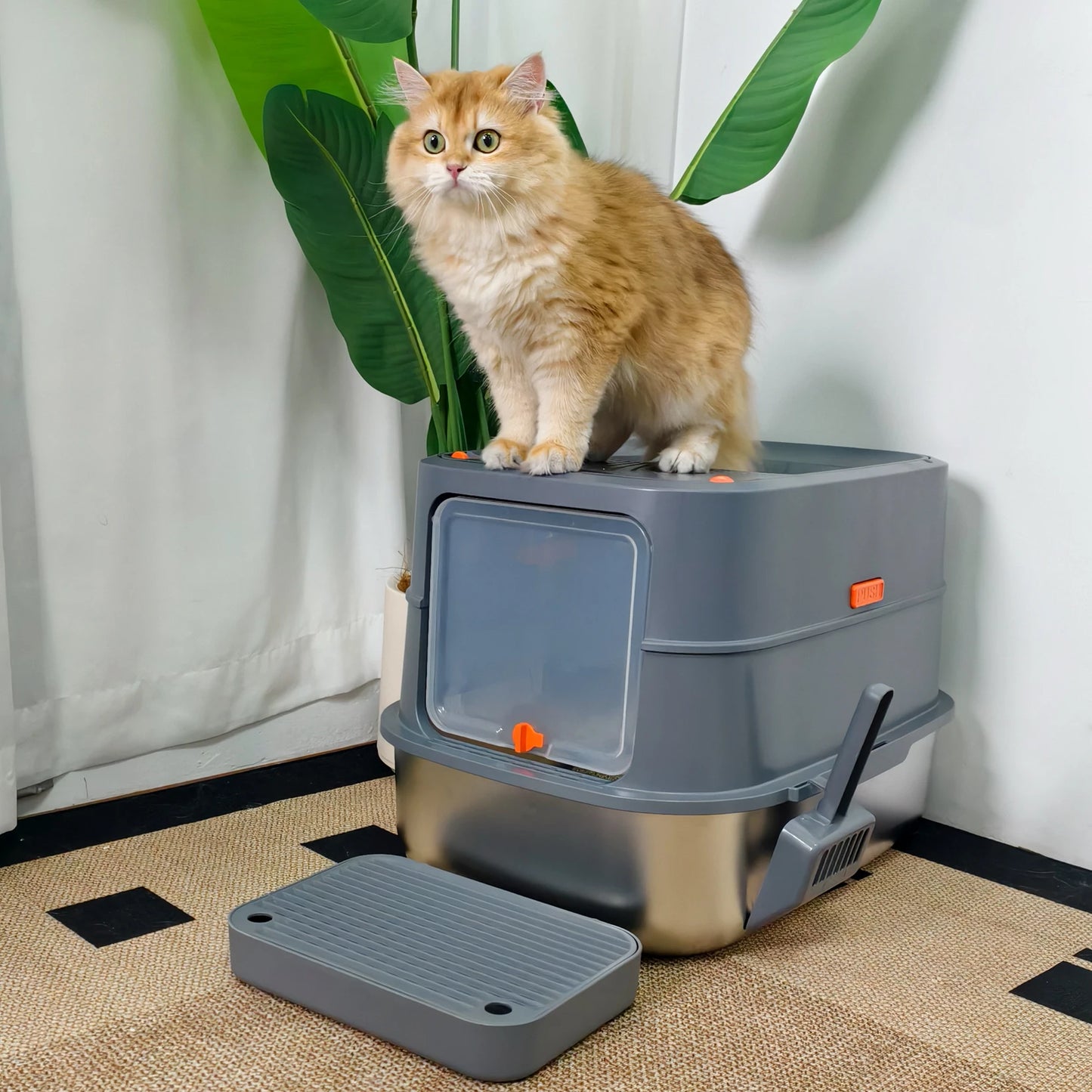 Extra Large Enclosed Stainless Steel Litter Box