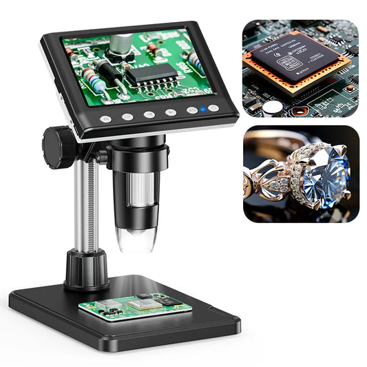 4.3'' Digital Microscope 1000X Coin Microscope 1080P Video Microscope With 8 LEDs
