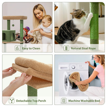 Cactus Tree Cat Tower with Hammock and Large Top Perch