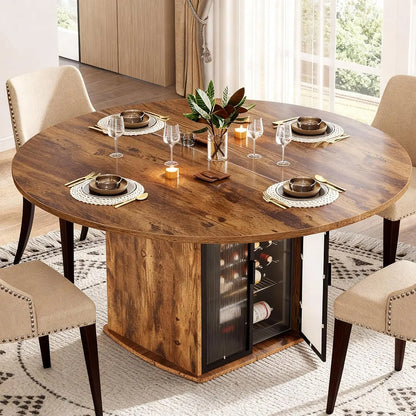 Black Round Dining Table with Storage Space