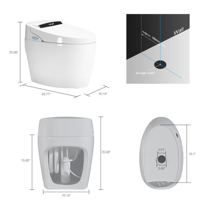 Smart Toilet w'Heated Bidet Seat, Intelligent Toilet Auto Open/Close Seat