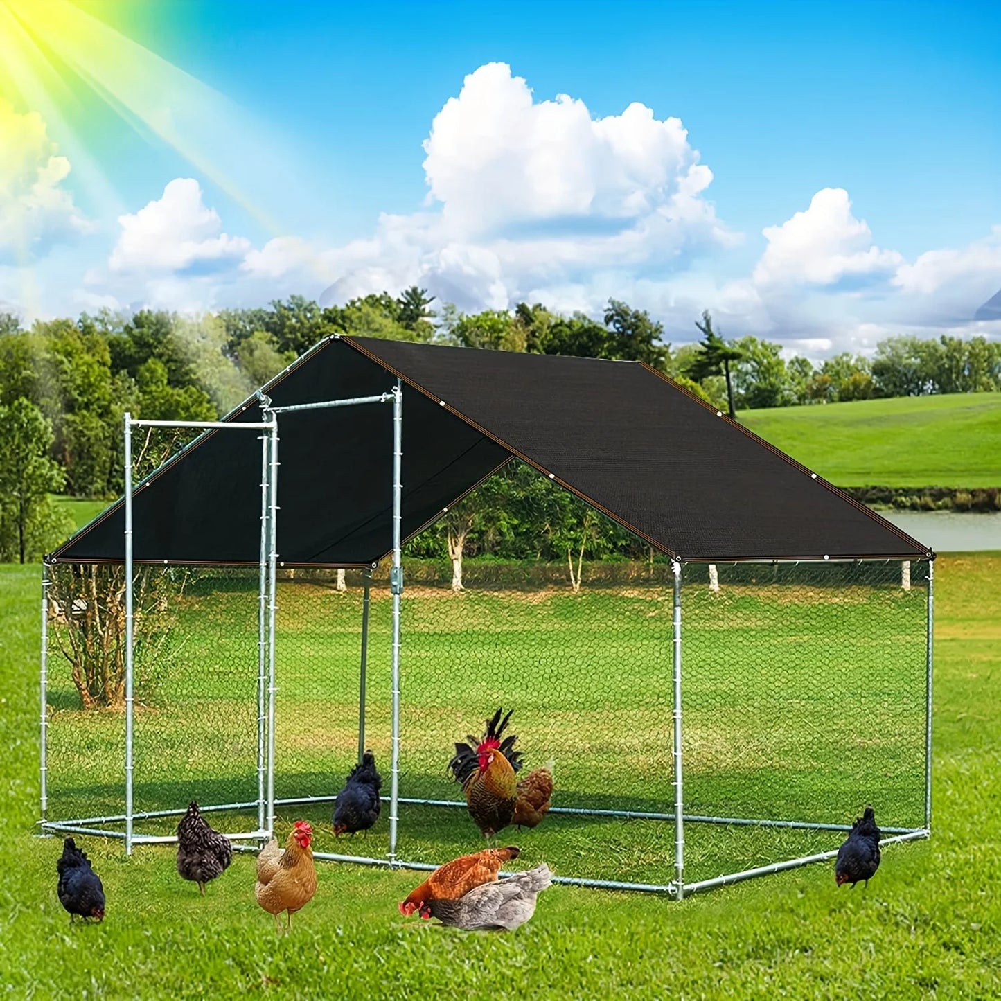 Grade Black Sunscreen Fabric, with Metal Decorative Details