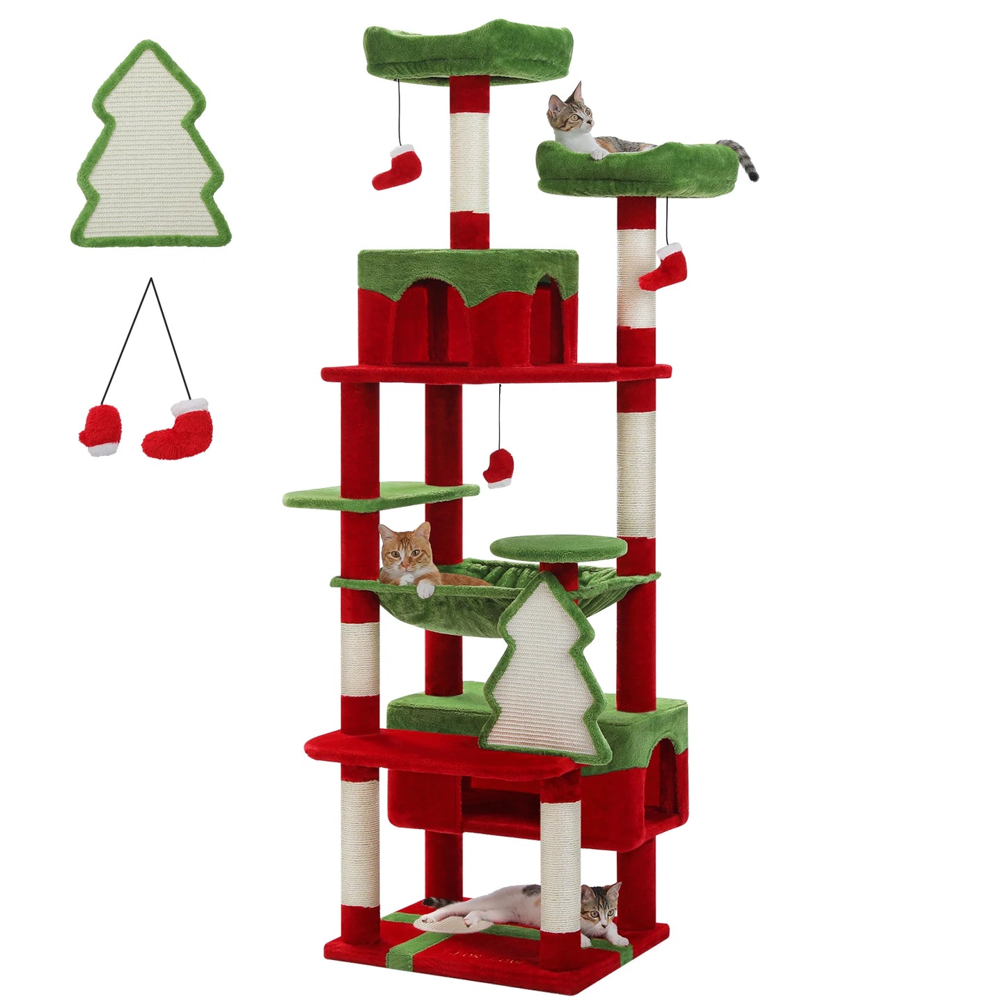 Large Cat Tree with Scratching Posts and Spacious Hammock