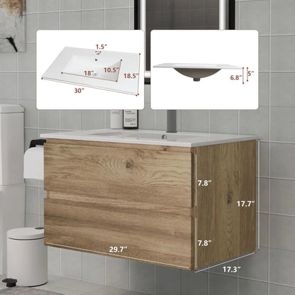 Space-Saving Floating Bathroom Vanity w/Sink
