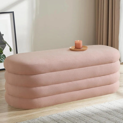 Upholstered Modern Oval Storage Ottoman Bench