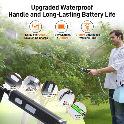 2.1 Gallon Electric Garden Sprayer w/Adjustable Shoulder Strap & 2000mAh Battery