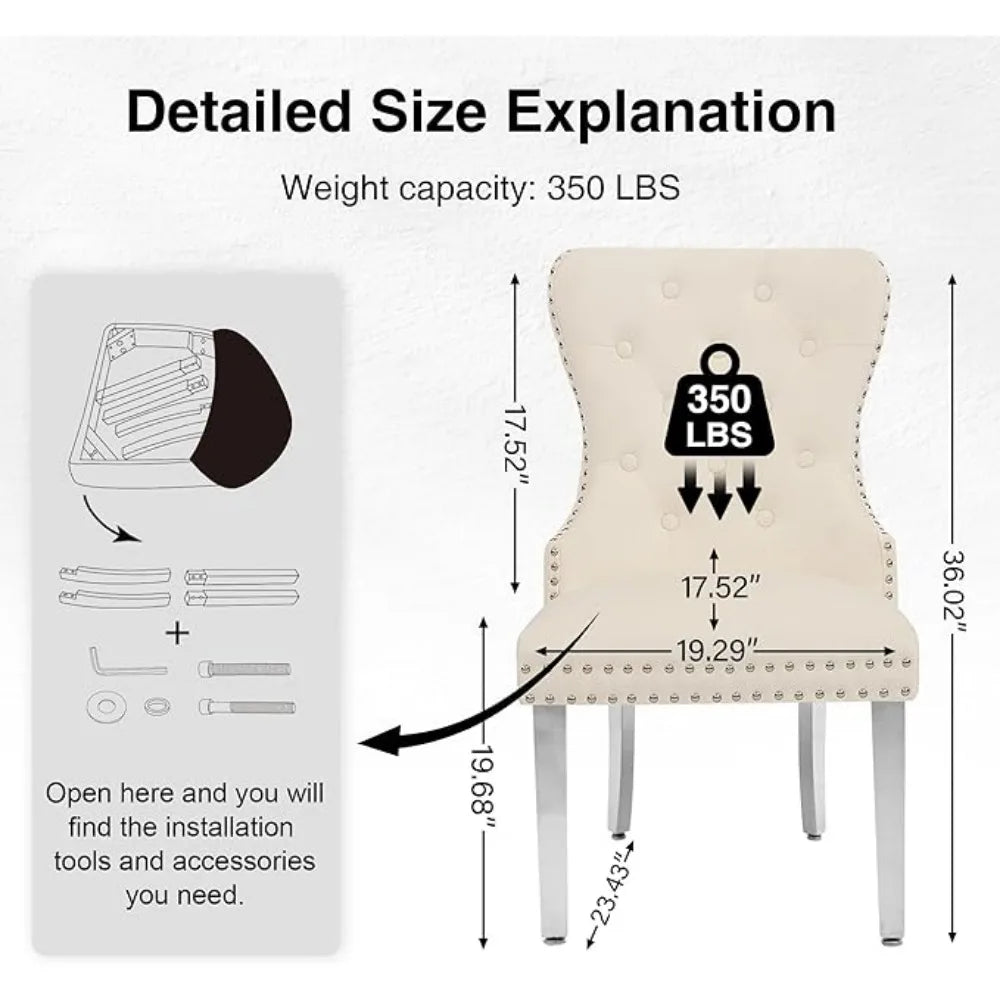 Velvet Tufted Upholstered Dining Room Chair with Stainless Steel Legs