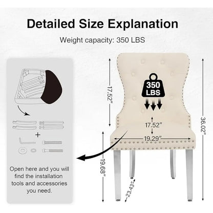 Velvet Tufted Upholstered Dining Room Chair with Stainless Steel Legs