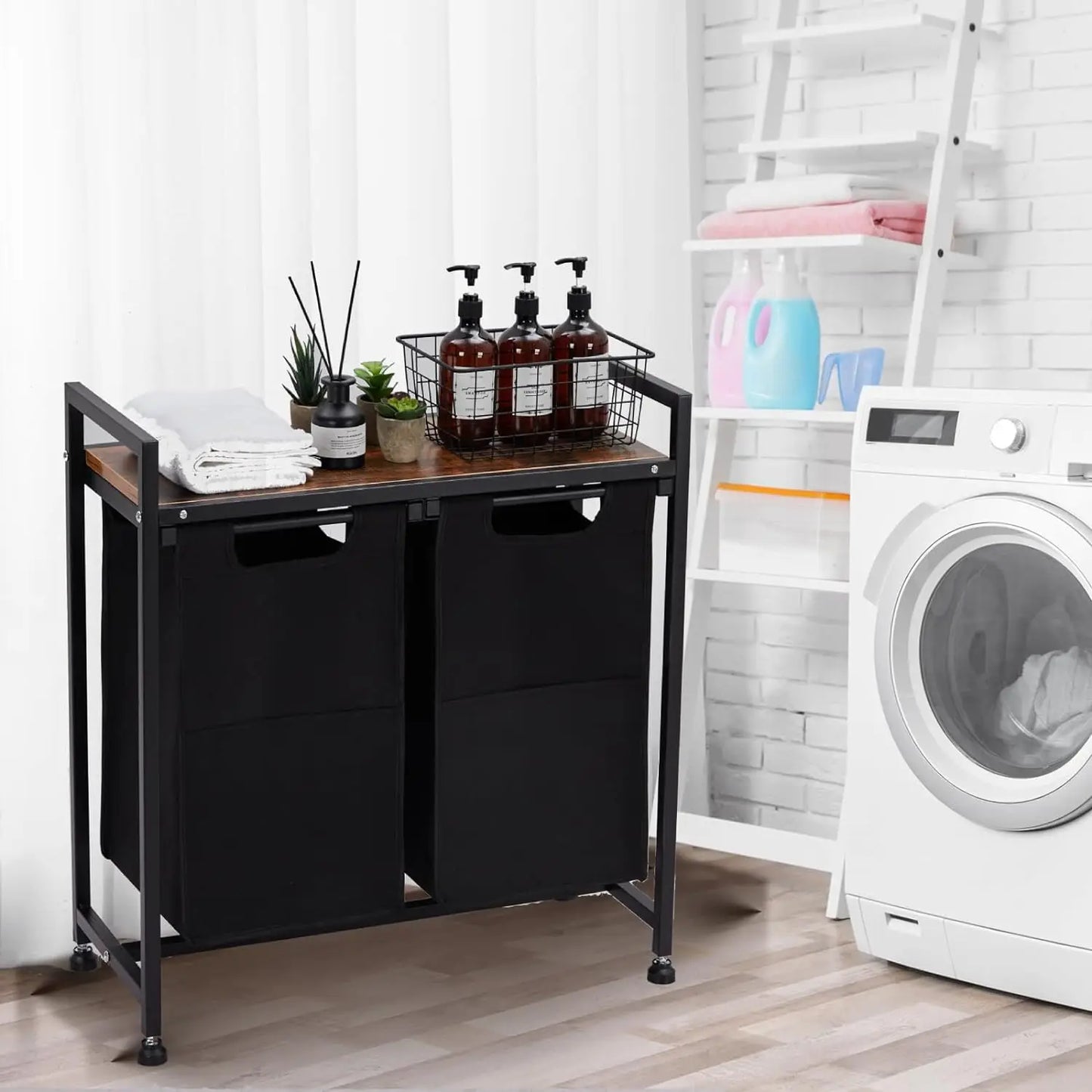 Laundry Hamper Sorter, Removable Bags & Shelf