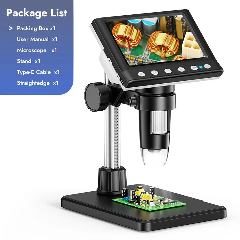 4.3'' Digital Microscope 1000X Coin Microscope 1080P Video Microscope With 8 LEDs