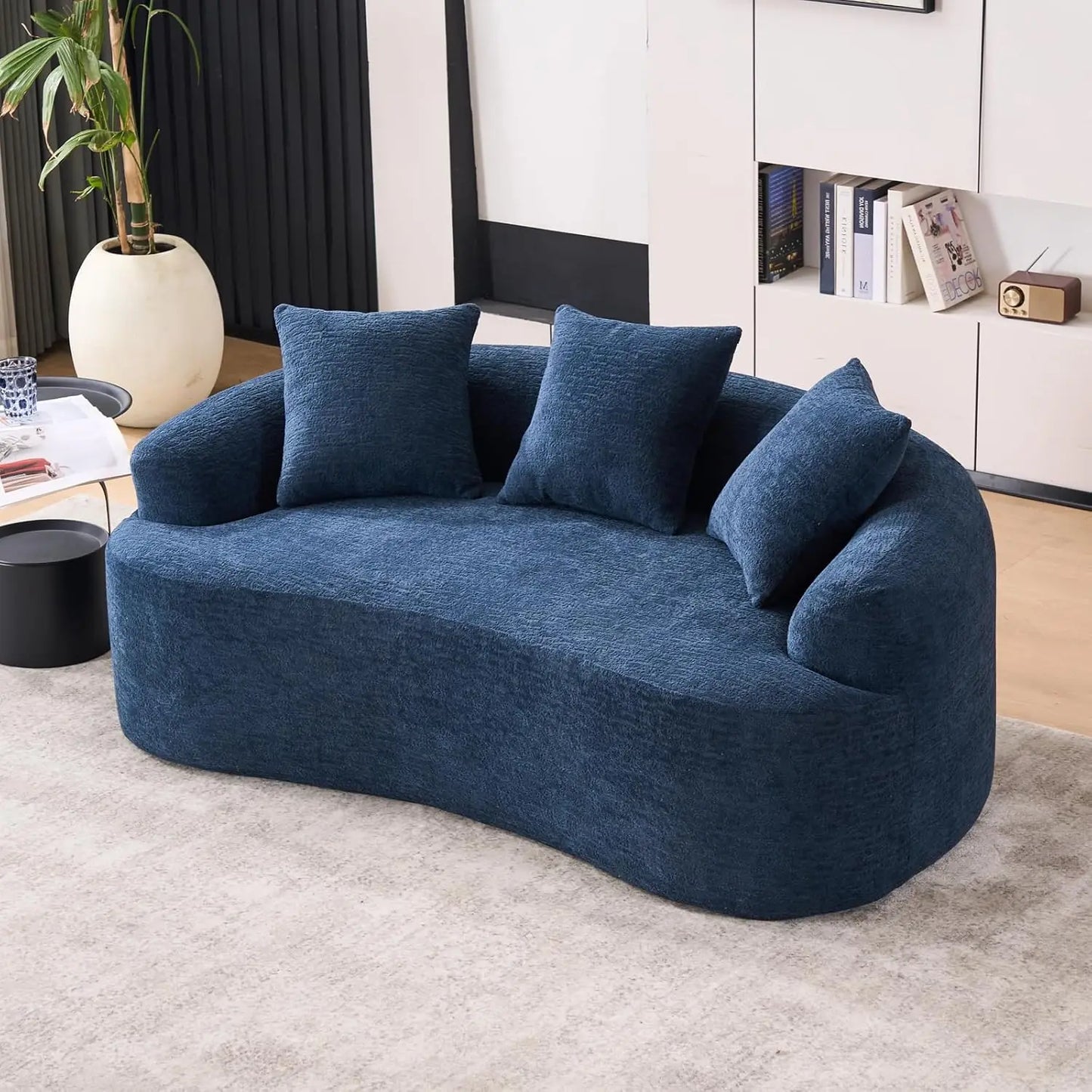 Chenille Small Curved Loveseat