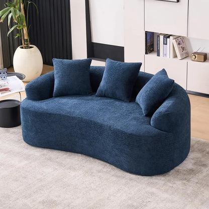 Chenille Small Curved Loveseat