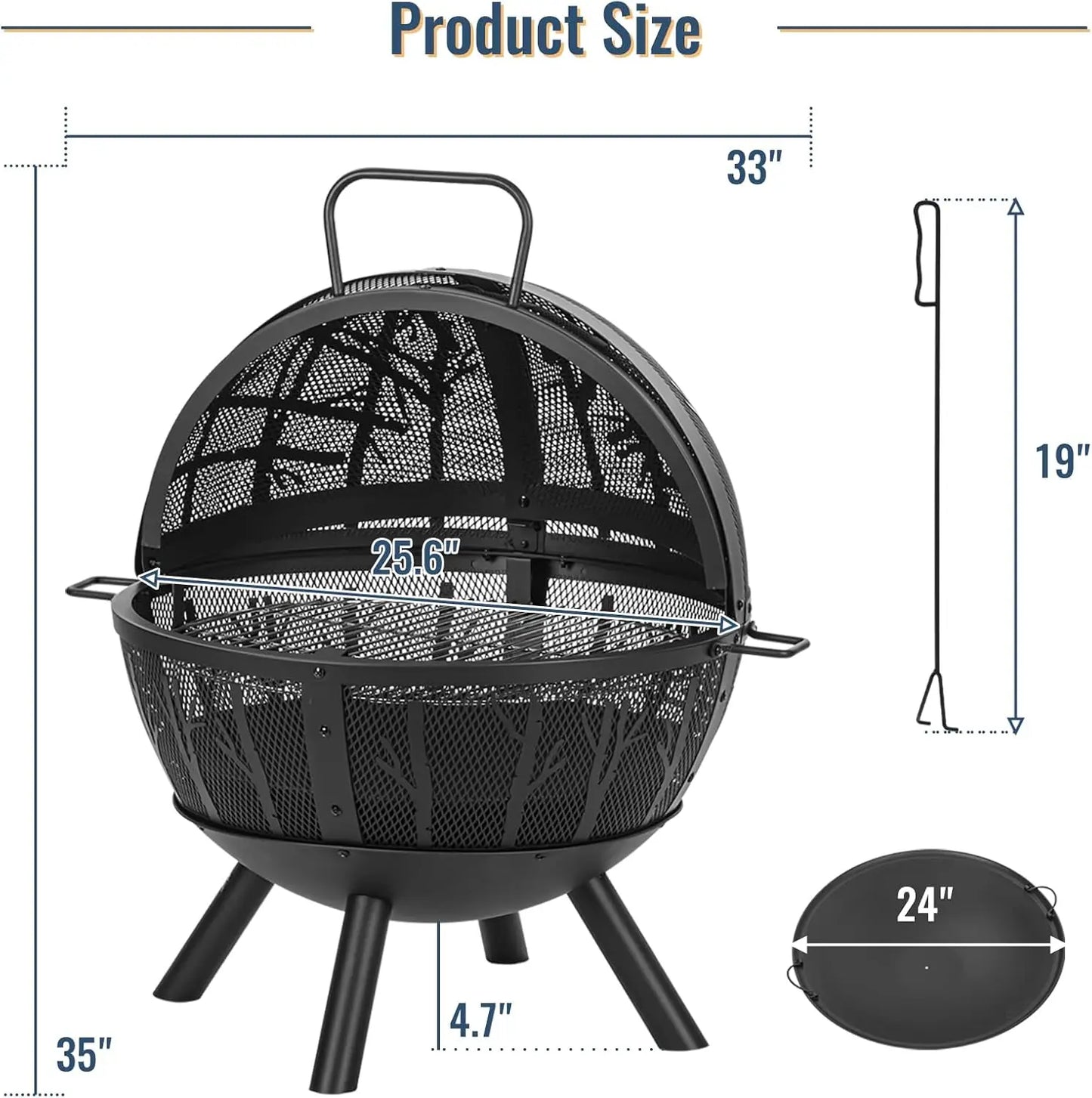 Wood Burning Fire Pit With BBQ Grill