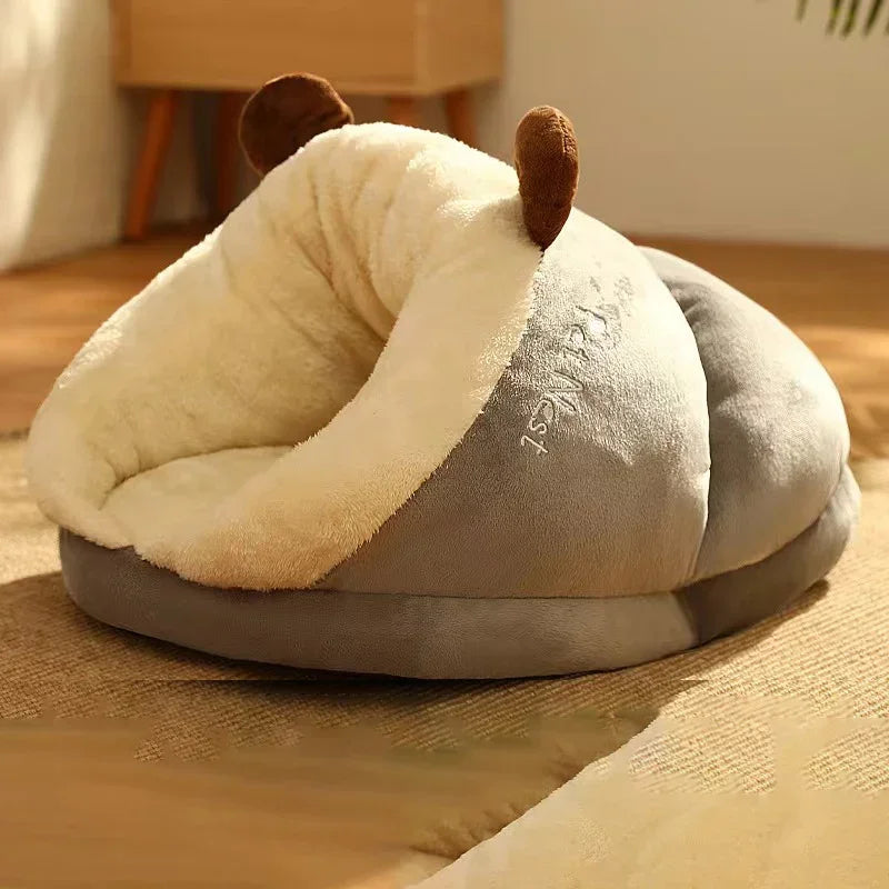 Warm Small Pet Kennel Bed, Cute Slippers Shaped, Foldable Washable