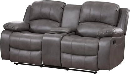 2PC Leather Air Reclining Sofa Loveseat Set