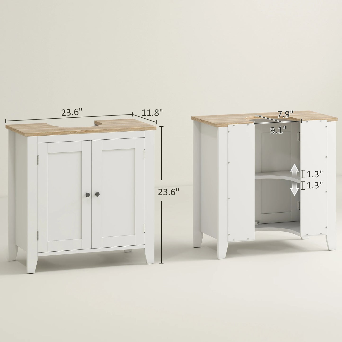 Bathroom Vanity Cabinet with U-Shape and Adjustable Internal Shelf
